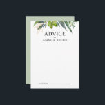 Elégante carte de conseil Mariage Olive Greenery<br><div class="desc">Cette élégante carte de conseil mariage de verdure d'olivier est parfaite pour votre mariage boho d'été moderne. Il est conçu avec de l'aquarelle vert émeraude et des feuilles de couleur sauge, des touches d'or botanique et une simple typographie vintage noire. Tous ces éléments se conjuguent pour créer une belle atmosphère...</div>