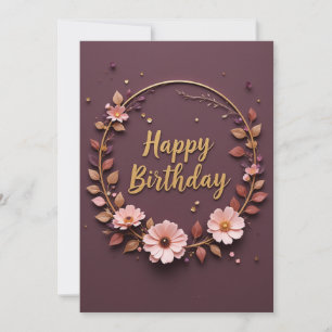 Élégante carte de couronne d'anniversaire florale