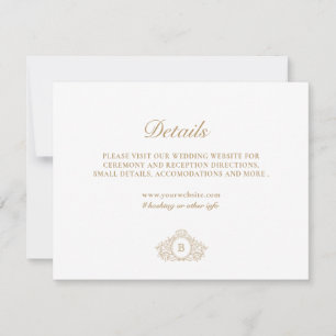 Elégante carte de détails Mariage or et blanc