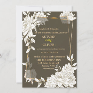 Elégante carte de faire-part de mariage à motifs f