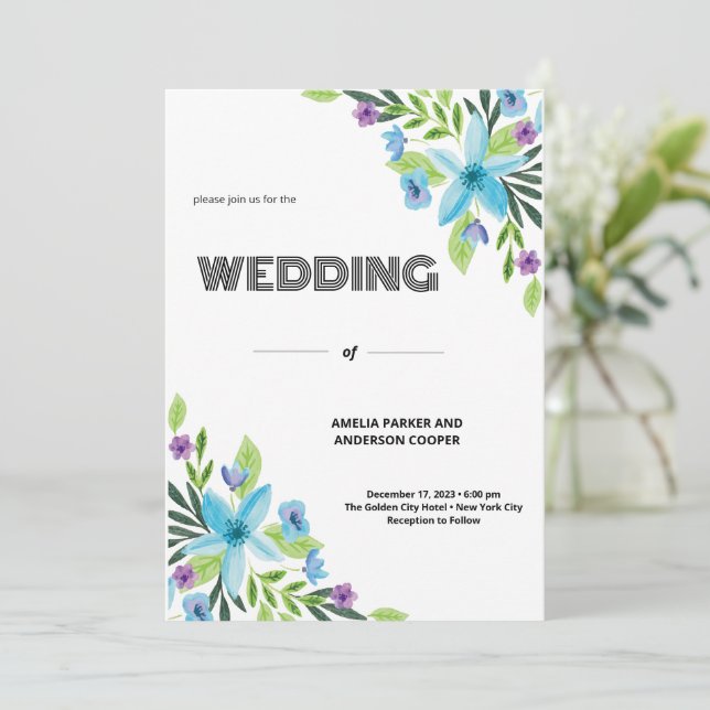 Elégante carte de Faire-part de mariage florale et (Debout devant)