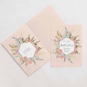 Elégante carte de Fête des mariées florale Bohème 