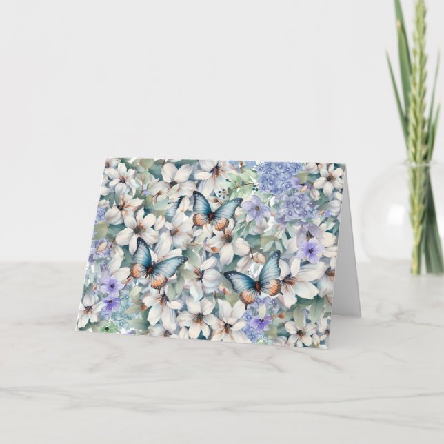 Elégante carte de fête des mères Floral & Papillon (Devant)