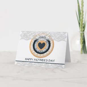 Élégante carte de fête des mères Lacey avec coeur