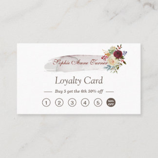 Elégante carte de fidélité Floral Bourgogne