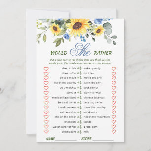 Elégante carte de jeu Fête des mariées tournesol