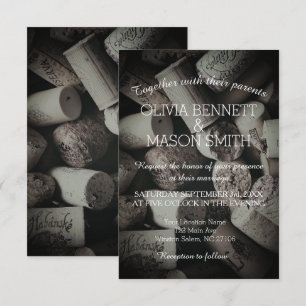 Élégante carte de Mariage de liège à vin rustique