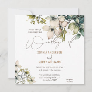 Élégante carte de mariage florale de fleurs sauvag