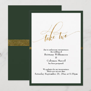 Élégante carte de mariage reporté à rayures vertes
