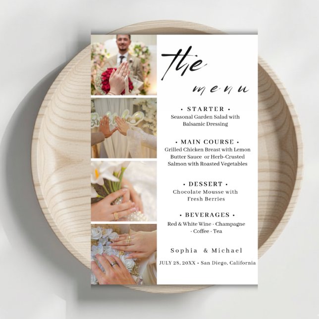 Élégante carte de menu de dîner de mariage avec co (Créateur téléchargé)