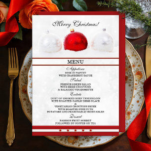 Élégante carte de menu de Noël