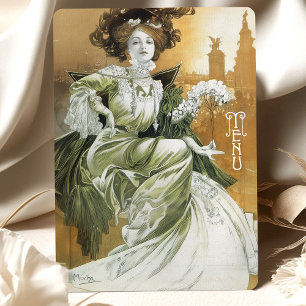 Elégante carte de menu Glamour Vintage parisienne