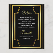 Elégante carte de menu Mariage Black Gold