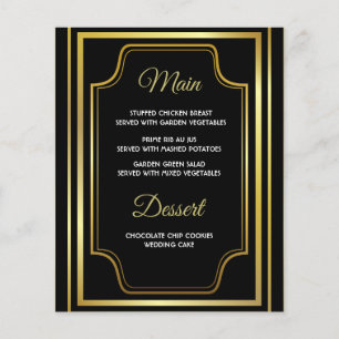 Elégante carte de menu Mariage Black Gold
