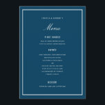 Elégante carte de menu Mariage bleu foncé<br><div class="desc">parfait pour n'importe quel événement ; la couleur et l'épaisseur des bordures peuvent être modifiées</div>