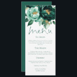 Élégante carte de menu Mariage Emerald and Gold Fl<br><div class="desc">Elégante carte de menu Mariage Emerald and Gold Florals. Disponible numériquement et imprimé. De belles fleurs bordent le dessus,  avec un script élégant pour Menu et facile à personnaliser le reste du texte à vos exigences.</div>