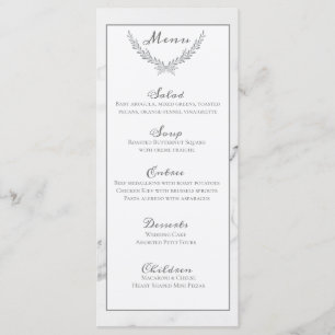 Elégante carte de menu Mariage en marbre et couron
