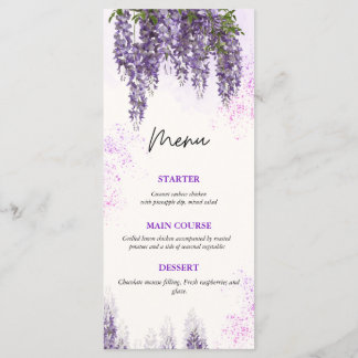 Elégante carte de menu Mariage Floral Aquarelle