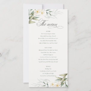 Elégante carte de menu Mariage Floral White Greene