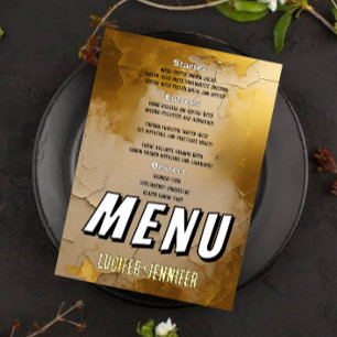 Elégante carte de menu Mariage Gold avec photo Cou