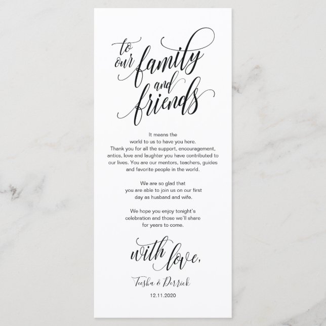 Elégante carte de Merci de mariage (Devant)