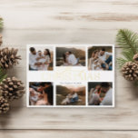 Élégante carte de Noël avec six photos en Pince à<br><div class="desc">Cette carte de Noël à six photos est conçue pour mettre en valeur vos souvenirs préférés de l'année tout en apportant une touche festive et luxueuse. La mise en page comprend six photos, disposées dans un style de grille ou de collage, offrant un grand espace pour divers instantanés - des...</div>