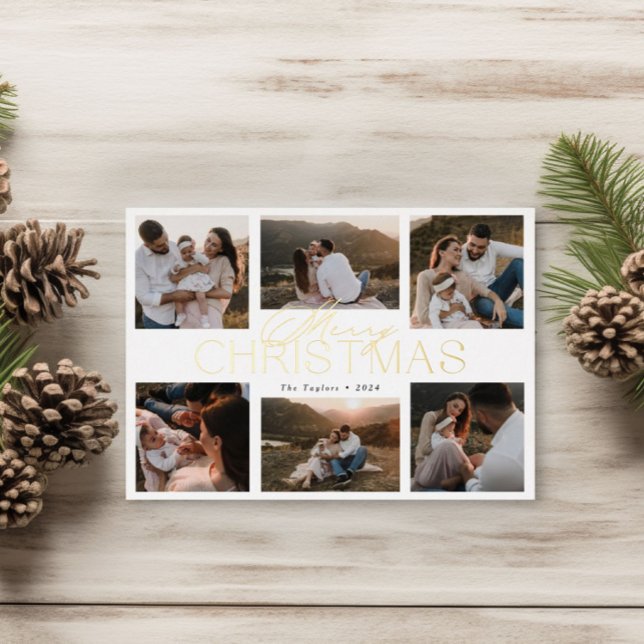 Élégante carte de Noël avec six photos en Pince à  (Créateur téléchargé)