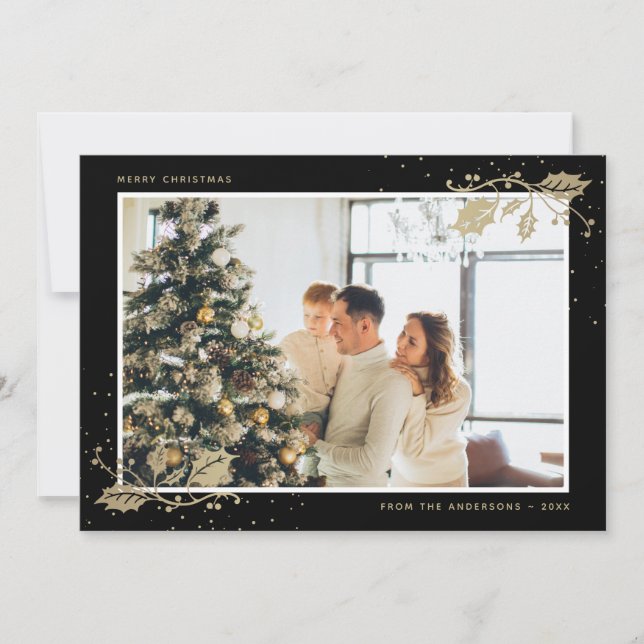 Elégante carte de Noël Black Gold (Devant)