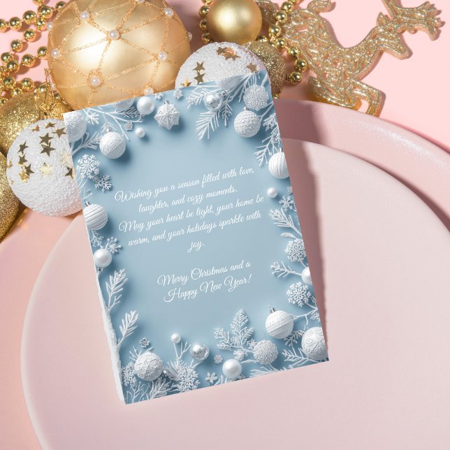 Elégante carte de Noël Bleu & Blanc (Créateur téléchargé)