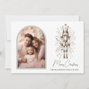 Élégante carte de Noël botanique Nutcracker