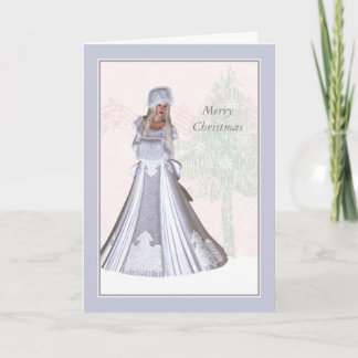 Elégante carte de Noël, dame d'hiver