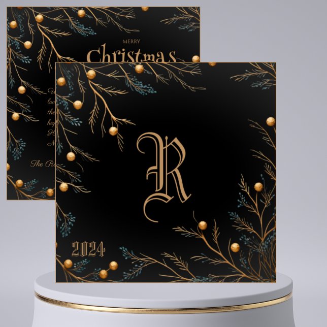 Élégante carte de Noël de famille noire (Créateur téléchargé)