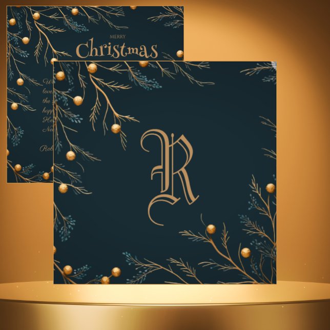 Élégante carte de Noël de famille verte (Créateur téléchargé)