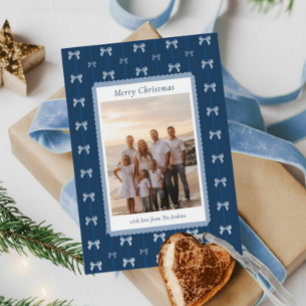 Elégante carte de Noël famille bleue