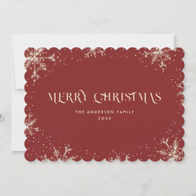 Élégante carte de Noël Joyeux de neige rouge Floco (Devant)