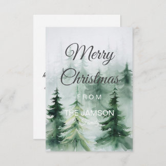 Elégante carte de Noël Joyeux Forêt d'Aquarelle
