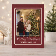 Élégante carte de Noël marron personnalisée avec p