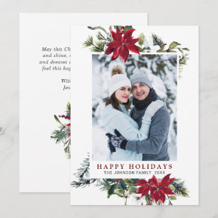 Elégante carte de Noël Poinsettia