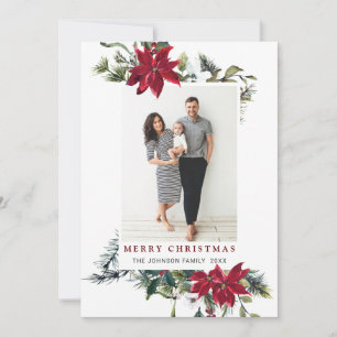 Elégante carte de Noël Poinsettia