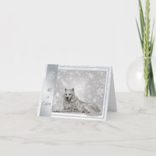 Élégante carte de Noël Wolf en argent