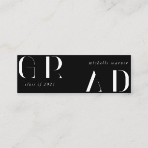 élégante carte de nom de graduation de script mode
