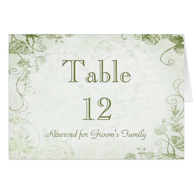 Élégante carte de nom de siège de table verte (Devant Horizontal)