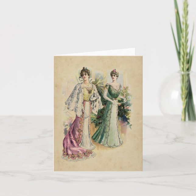 Elégante carte de note pour dames victorienne (Devant)