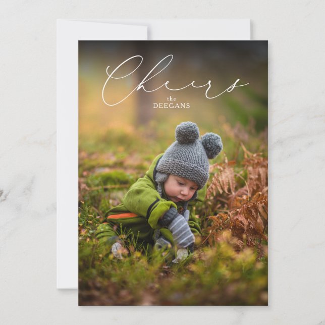 Elégante carte de nouvelle année plate Cheers (Devant)