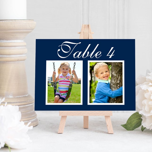 Élégante carte de numéro de table avec photo d'enf (Créateur téléchargé)