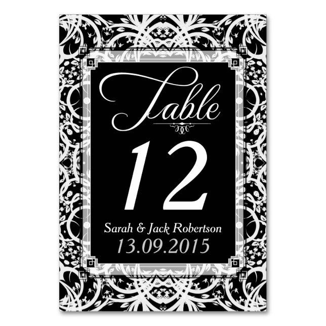 Élégante carte de numéro de table de mariage en de (Par défaut)