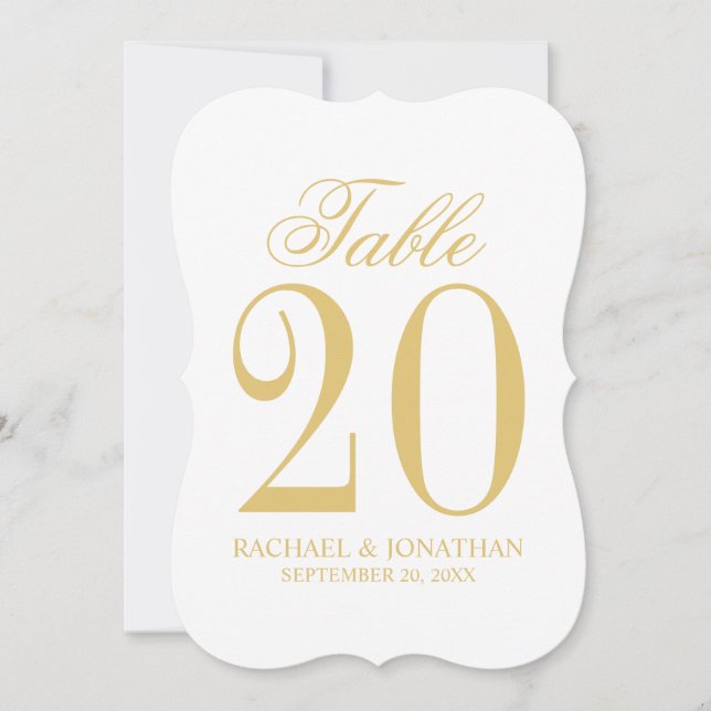 Elégante carte de numéro de table de mariage vinta (Devant)