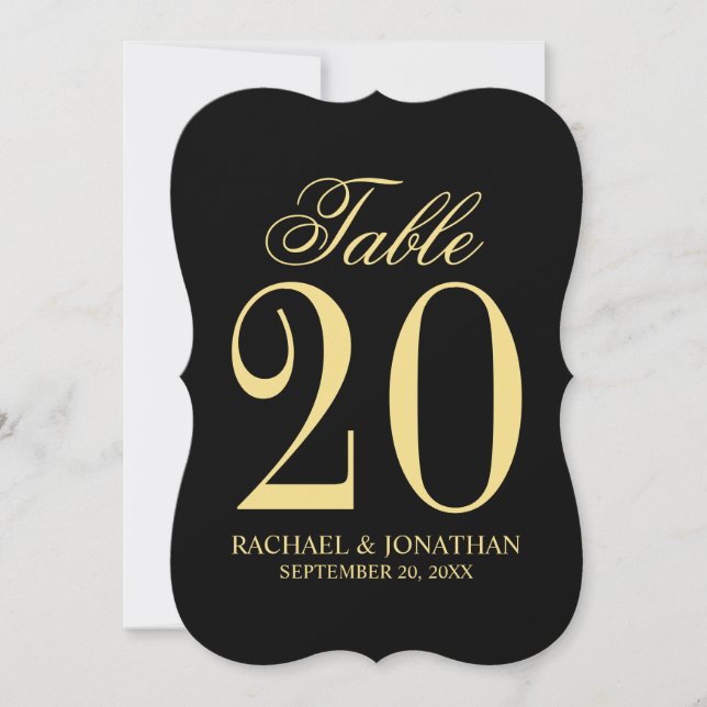 Elégante carte de numéro de table de mariage vinta (Devant)