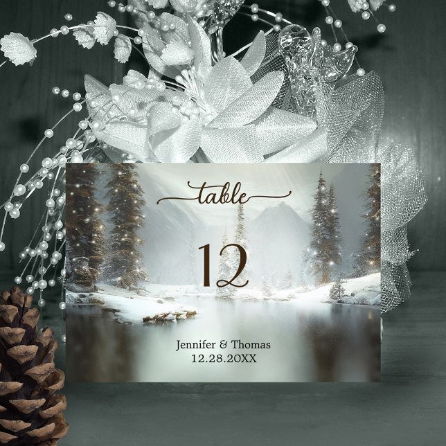 Élégante carte de numéro de table d'hiver de Noël (Créateur téléchargé)