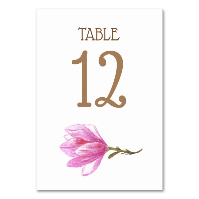 Elégante carte de numéro de table florale (Par défaut)